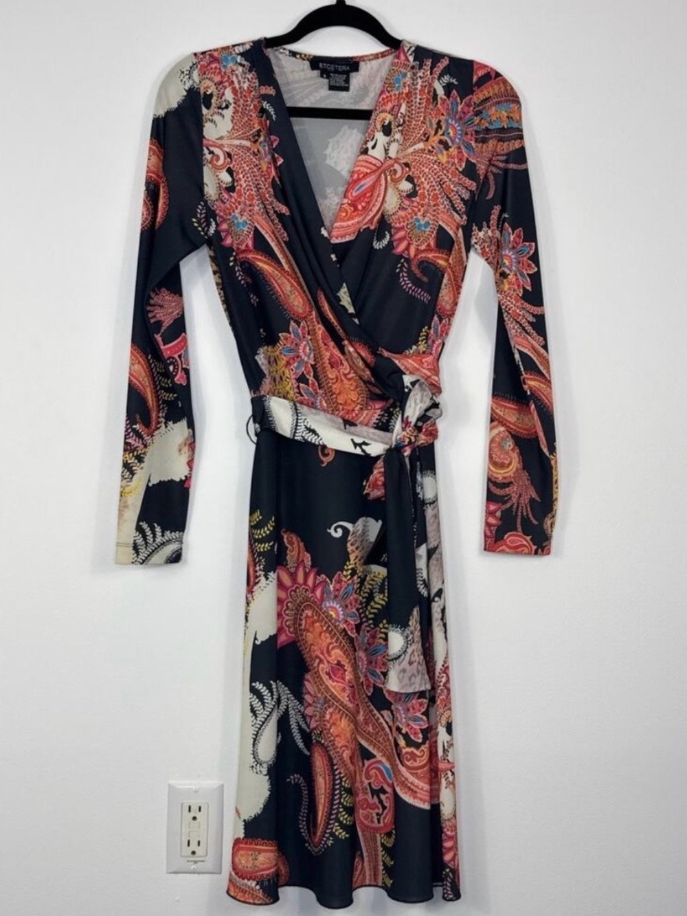 Etcetera Sz 4 Black Paisley Wrap Dress $295